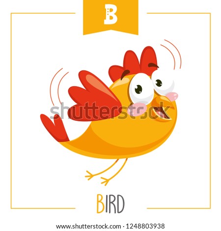 Vector Illustration Of Alphabet Letter B And Bird