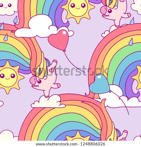 vector rainbow unicorn seamless pattern wall art