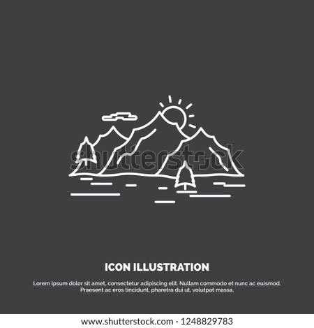 Mountain, hill, landscape, nature, tree Icon. Line vector symbol for UI and UX, website or mobile application
