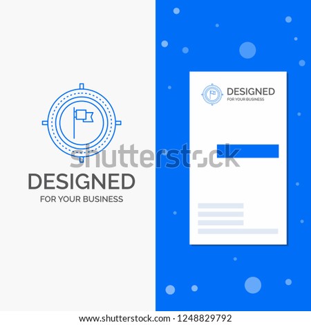 Business Logo for Aim, business, deadline, flag, focus. Vertical Blue Business / Visiting Card template