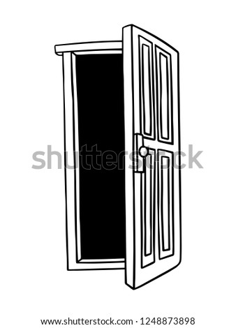 black and white line art, door sketch