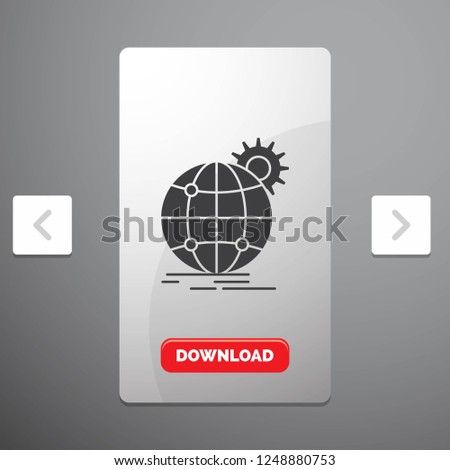international, business, globe, world wide, gear Glyph Icon in Carousal Pagination Slider Design & Red Download Button