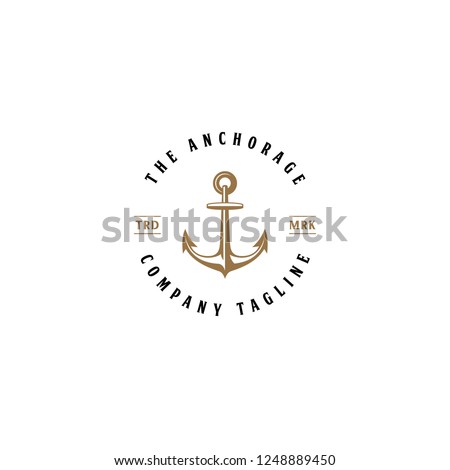 Illustration The Anchors Anchorage and Rope Logo Company in vintage circle  badge designs vector