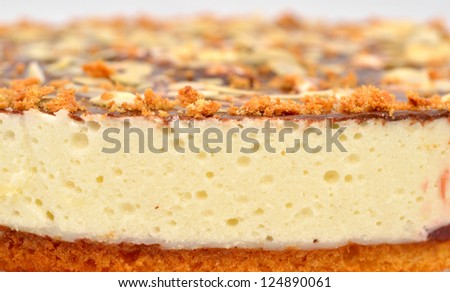 closeup of sweet cake with almonds
