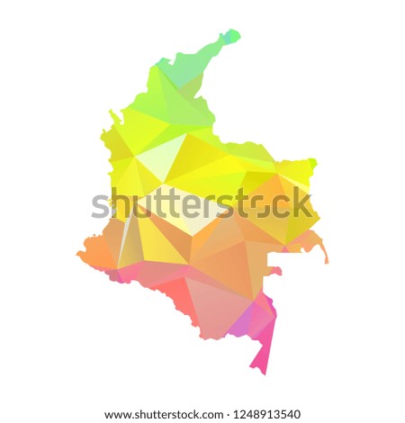Abstract Polygon Map - Vector illustration Low Poly Colorful Colombia map of isolated. Vector Illustration eps10. 