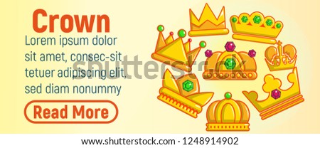 Crown concept banner. Cartoon banner of crown vector concept for web, giftcard and postcard