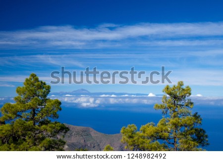 Gran Canaria, December, view west from nature Park Tamadaba towards Teide on Tenerife