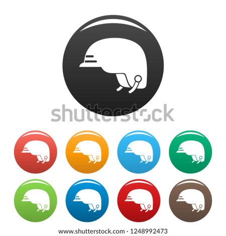 Hiking helmet icons set 9 color vector isolated on white for any design