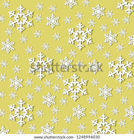 Christmas or winter composition. Pattern made of snowflakes on pastel pink background. Christmas, winter, new year concept. Flat lay, top view, square
