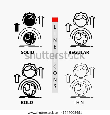 abilities, development, Female, global, online Icon in Thin, Regular, Bold Line and Glyph Style. Vector illustration