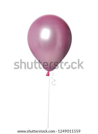 Big pink purple metallic pastel color latex balloon for birthday party isolated on a white background