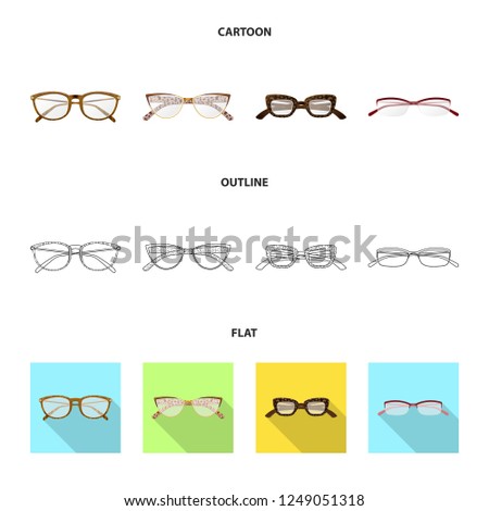 Vector design of glasses and frame icon. Set of glasses and accessory stock vector illustration.