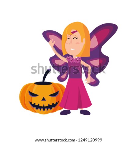 girl with pumpkin in halloween costume