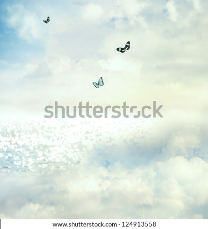Blue butterflies on the horizon