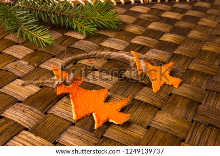 Christmas decorations hand made from tangerine peel