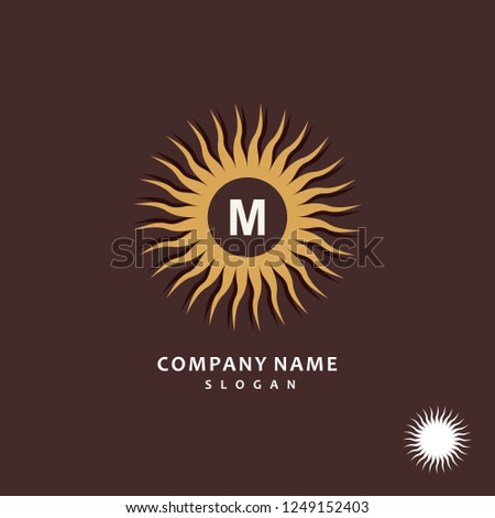 Sun. Stylish and graceful monogram design , Elegant line art logo design, vector template