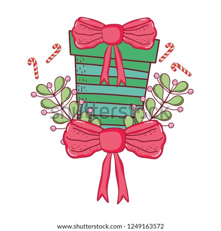christmas gift box with wreath and ribbon