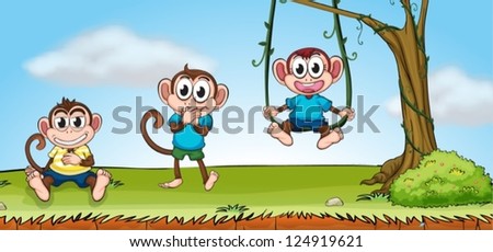 Illustration of three smiling monkeys