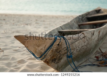 Zanzibar pirogue on the beach