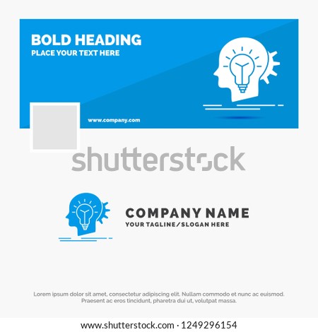 Blue Business Logo Template for creative, creativity, head, idea, thinking. Facebook Timeline Banner Design. vector web banner background illustration