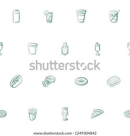 American food and Drinks set. Background for printing, design, web. Usable as icons. Seamless. Color.