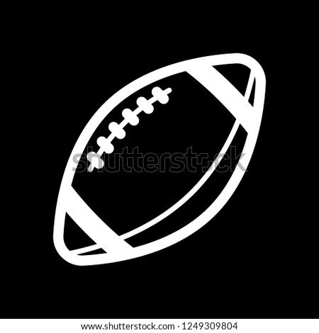 American Football logo. Simple rugby ball icon. White icon on black background. Inversion