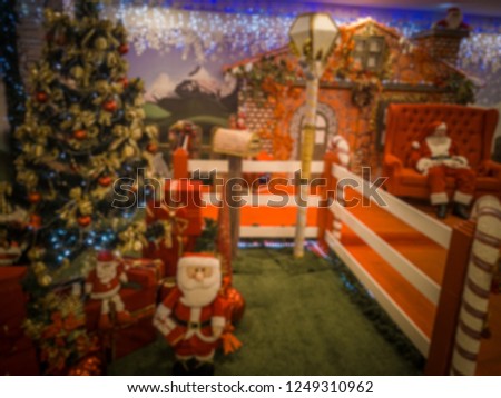 Christmas decoration with Santa Claus. Christmas Blurry background
