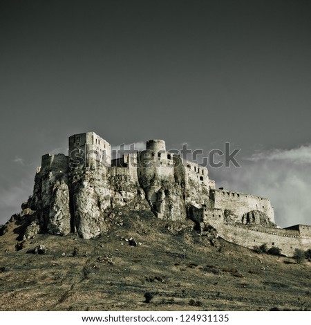 Spissky Castle, Slovakia with blie sky Royalty-Free Stock Photo #124931135