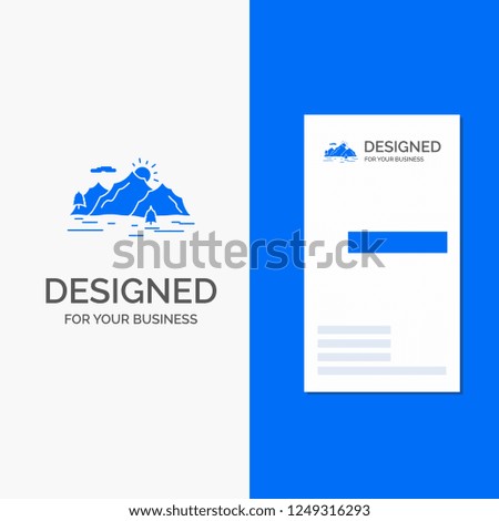 Business Logo for Mountain, hill, landscape, nature, tree. Vertical Blue Business / Visiting Card template.