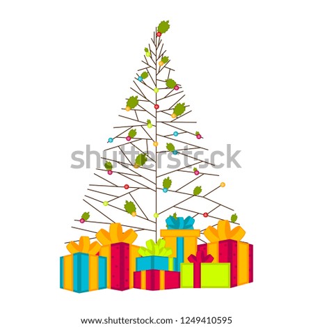 Abstract christmas tree with presents. Vector illustration design