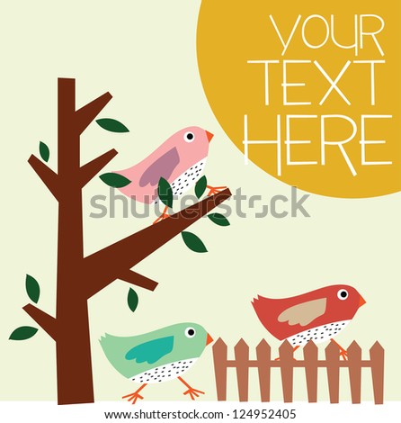 Cute birds greeting card