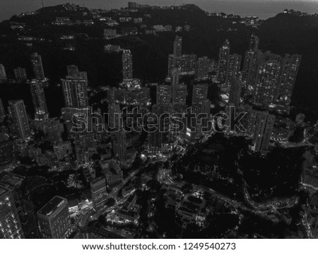 Black and White Hong Kong skyline  