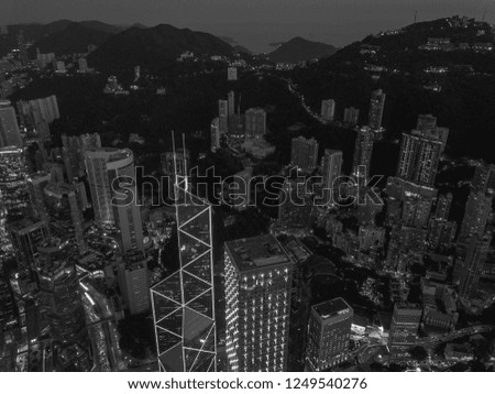 Black and White Hong Kong skyline  