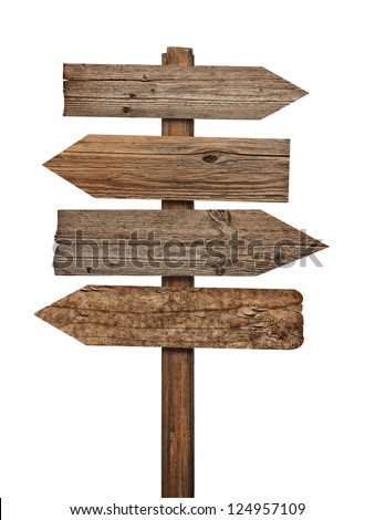 collection of various  empty wooden sign on white background. each one is shot separately Royalty-Free Stock Photo #124957109