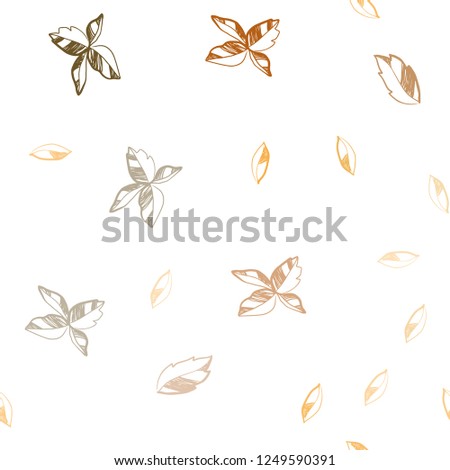 Light Orange vector seamless doodle pattern with leaves. A vague abstract illustration with leaves in doodles style. Pattern for design of window blinds, curtains.