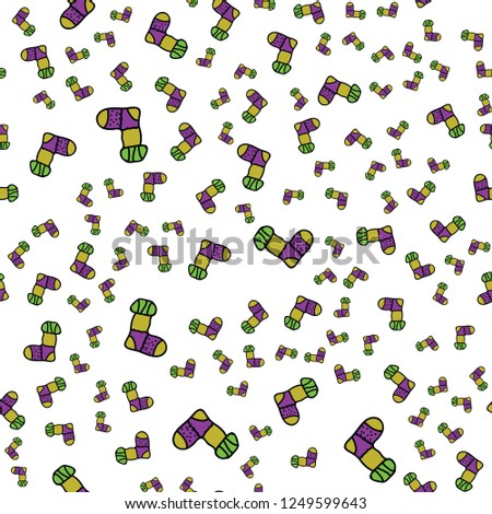Seamless pattern of candy, gifts, apples handmade