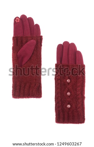 pair of female gloves isolated on white