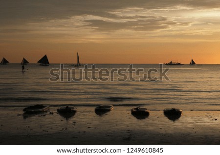 Beautiful Tropical Sunset on the White Beach. Boracay,Philippines