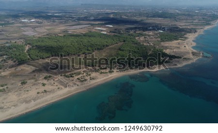 Aerial view/General view of 'Belek' beach and Mediterranean coastline in the Antalya-TURKEY 