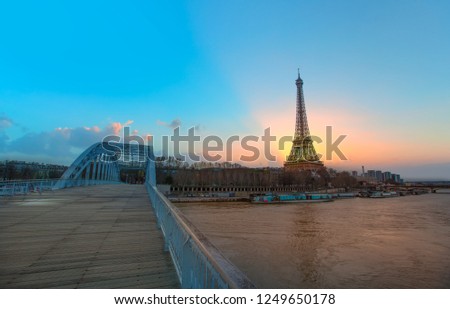 Eiffel tower in the foreground river Seine - Paris, France