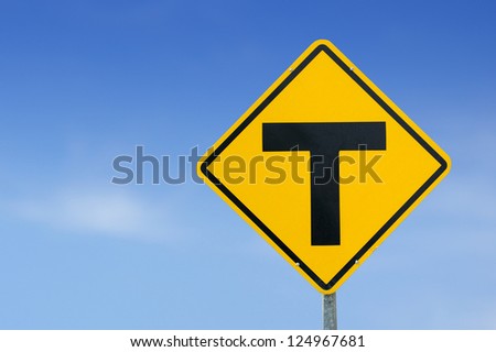 road sign on sky background,junction sign,intersection, crossroad.