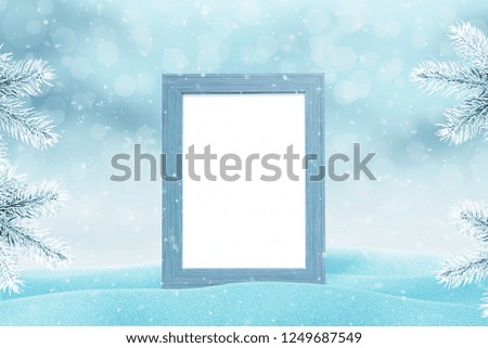 Picture frame mockup for family photo for New Year and Christmas greeting card.