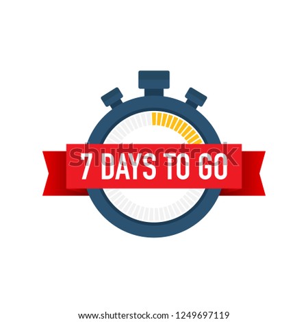 Seven days to go. Time icon. Vector stock illustration on white background.