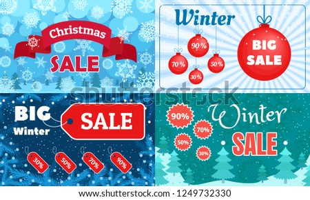 Winter sale banner set. Flat illustration of winter sale banner set for web design