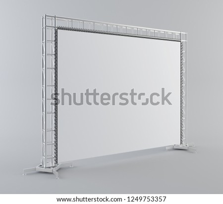 Blank advertising outdoor banner on truss system. 3d rendering