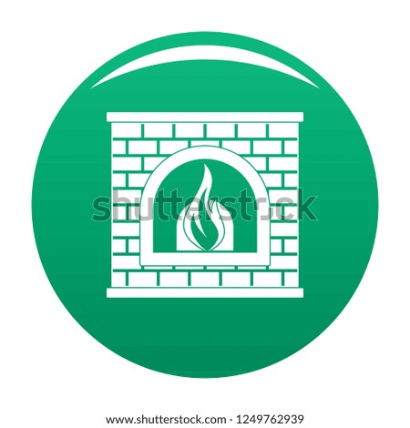 Retro fireplace icon. Simple illustration of retro fireplace icon for any design green