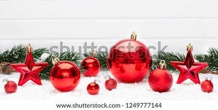 View of Red christmas holidays decoration on a white background