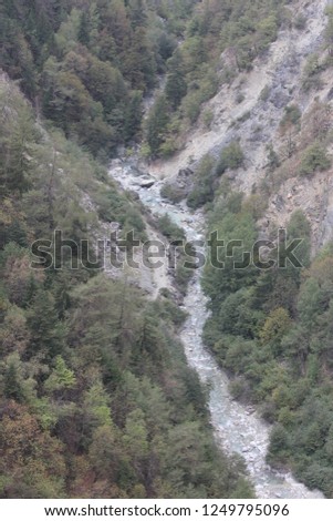 River in an Alpine gorge in Swiss Alps