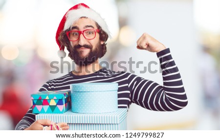 young man with Santa hat. christmas concept