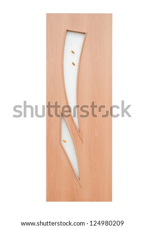 Brown wooden door on a white background